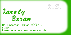 karoly baran business card
